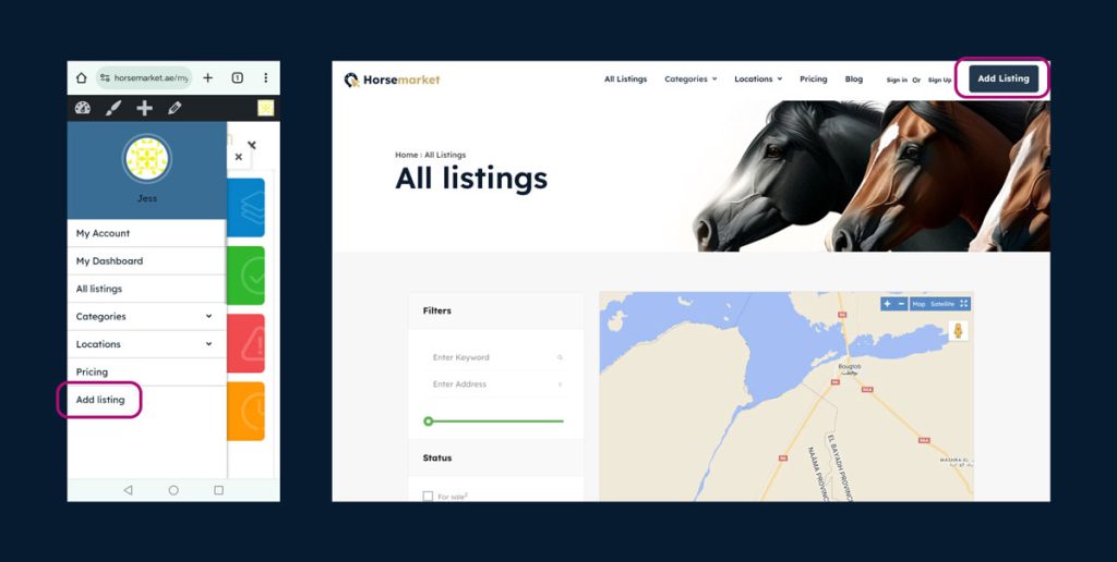 Add new listing on horsemarket.ae